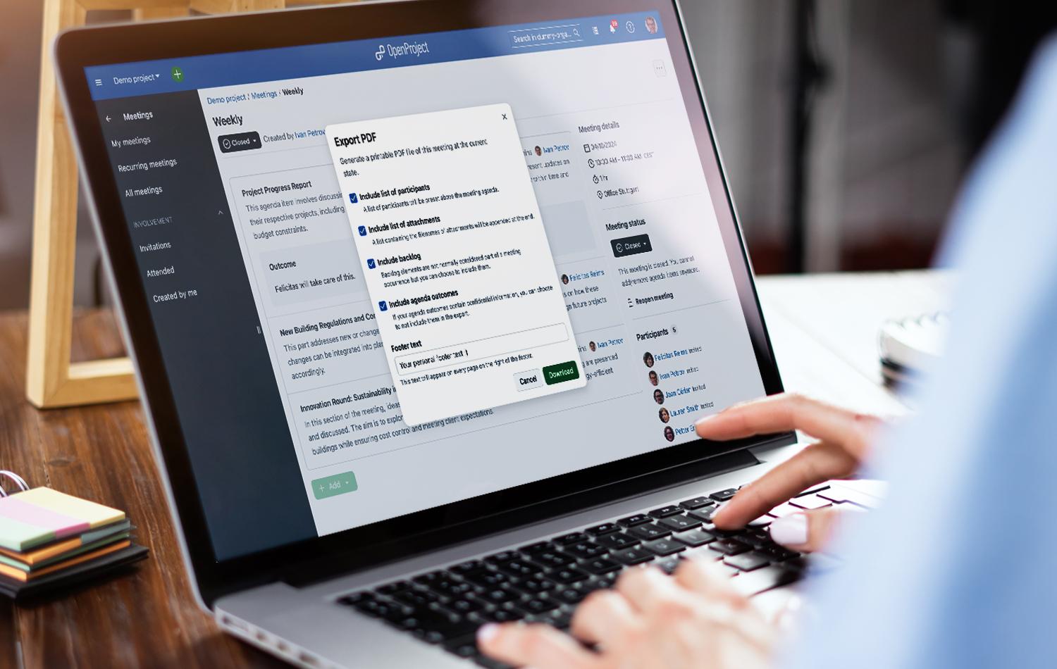 Document and print meetings: Tasks, outcomes and minutes — all in one software