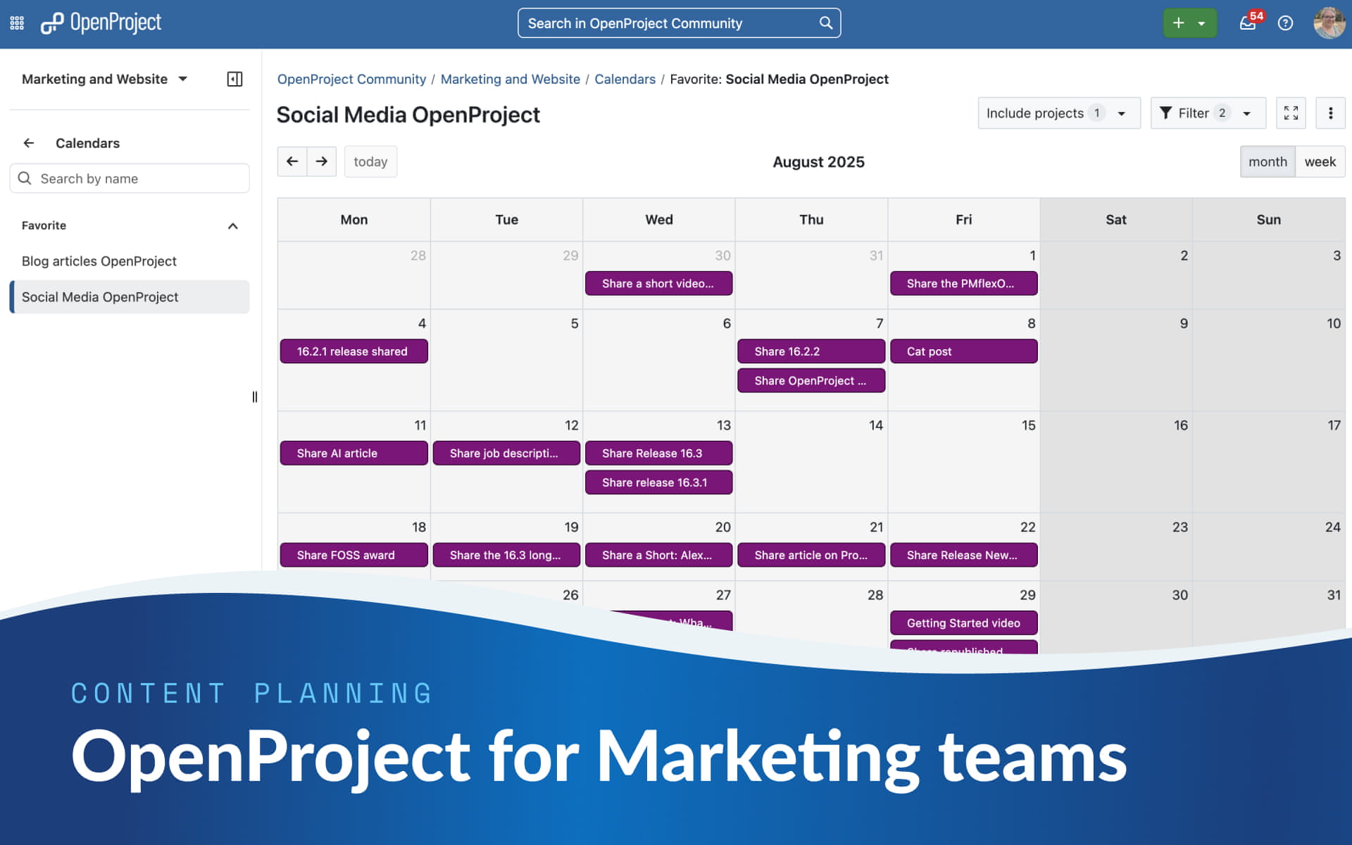 Free content planning tool: Practical tips for marketing teams using OpenProject
