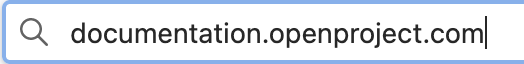 Browser search bar showing search words for an OpenProject instance