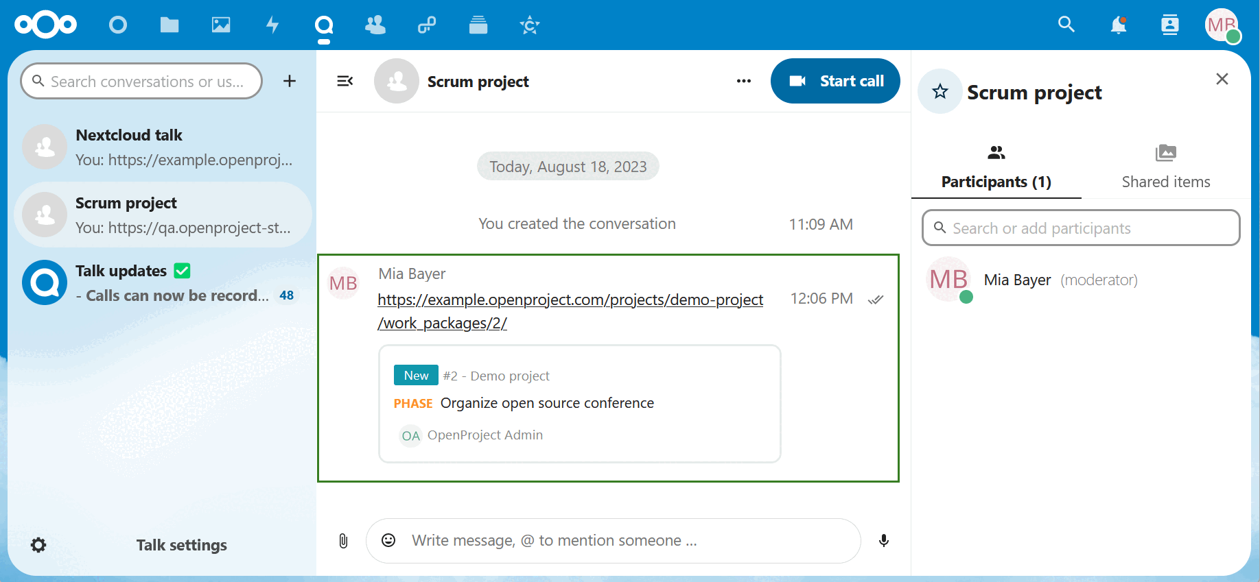 work package preview in nextcloud