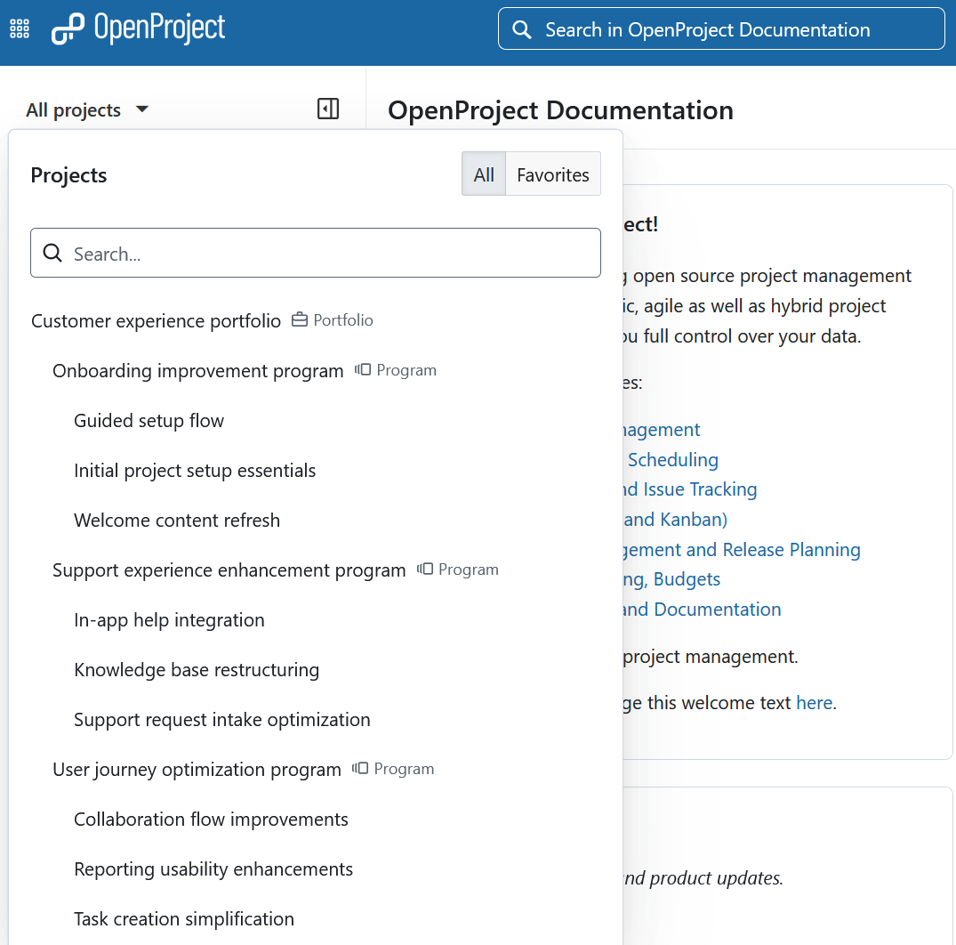 Imagen de jerarquía de proyectos