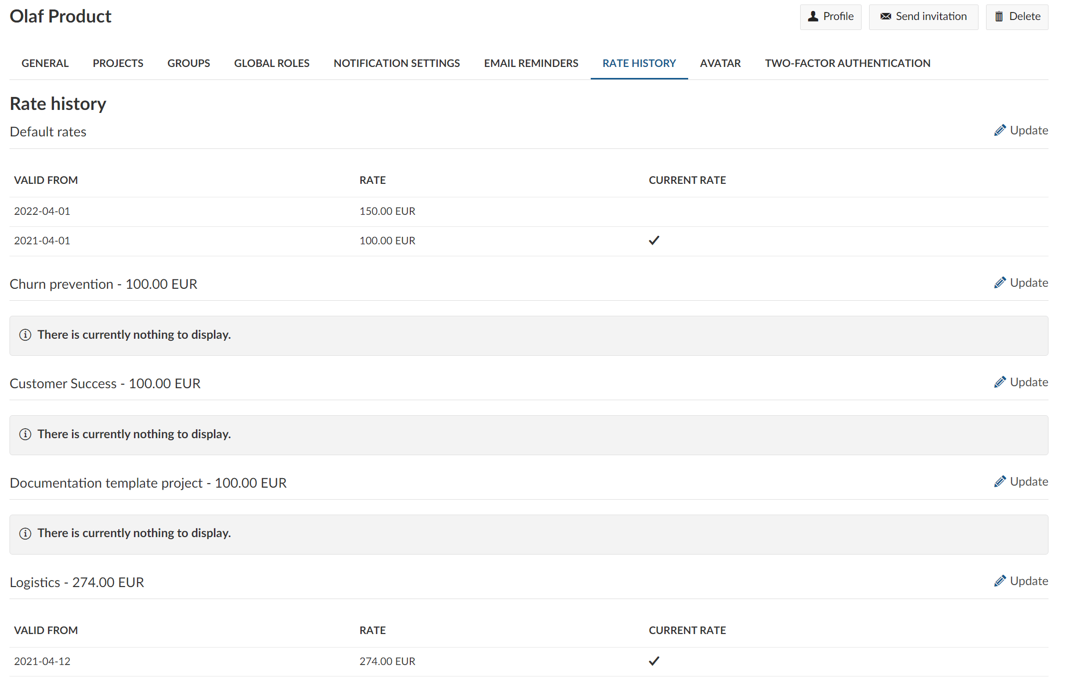 Defina tarifas horarias para costes de mano de obra