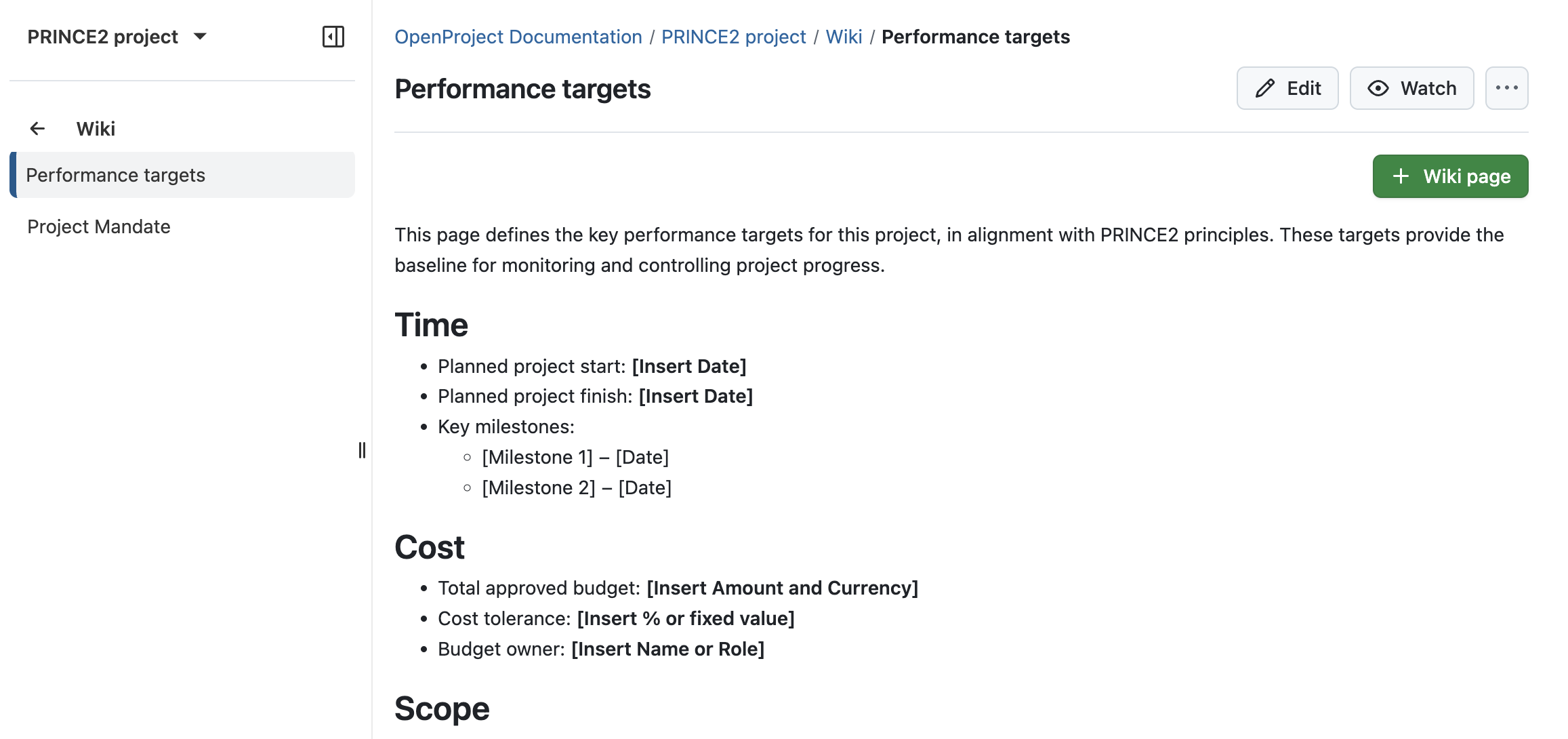 Siga el proceso PRINCE2 con OpenProject: iniciar un proyecto definiendo objetivos de rendimiento