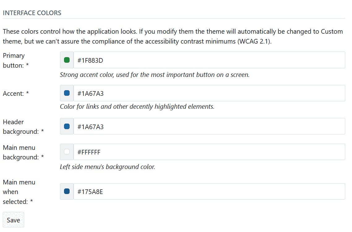 Advanced color settings in OpenProject
