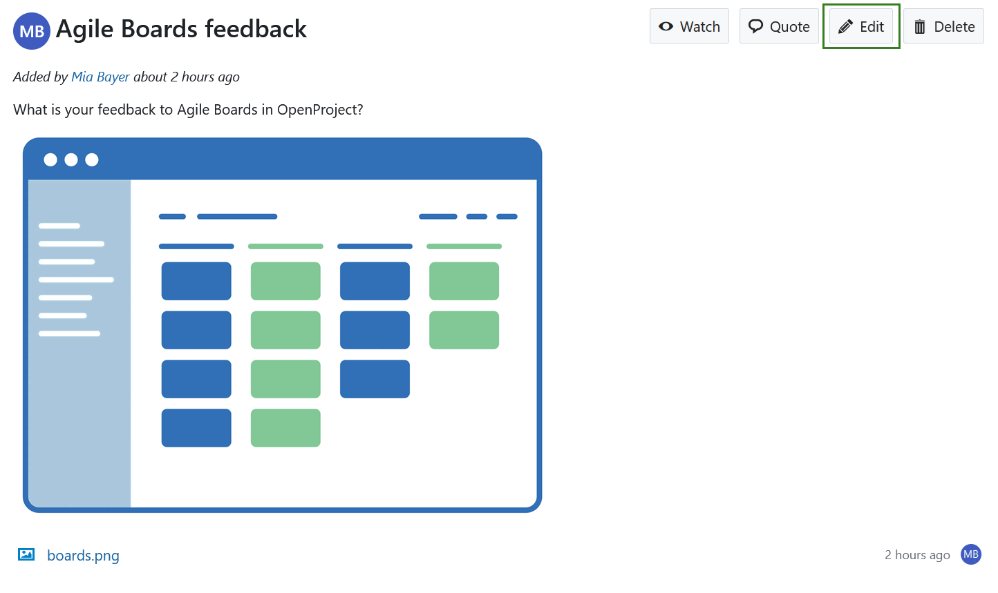 Edit a forum message in OpenProject