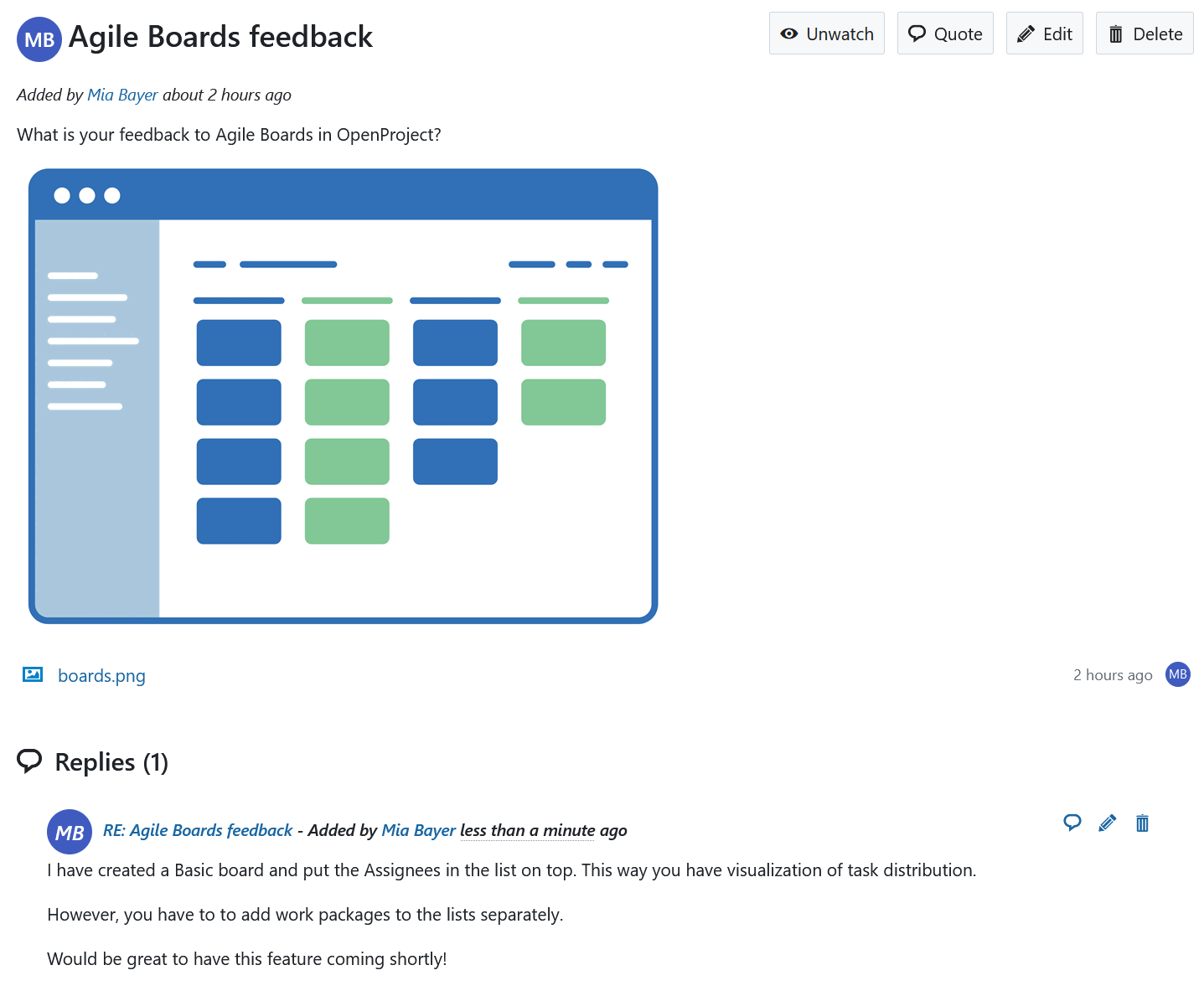 reply to existing forum message