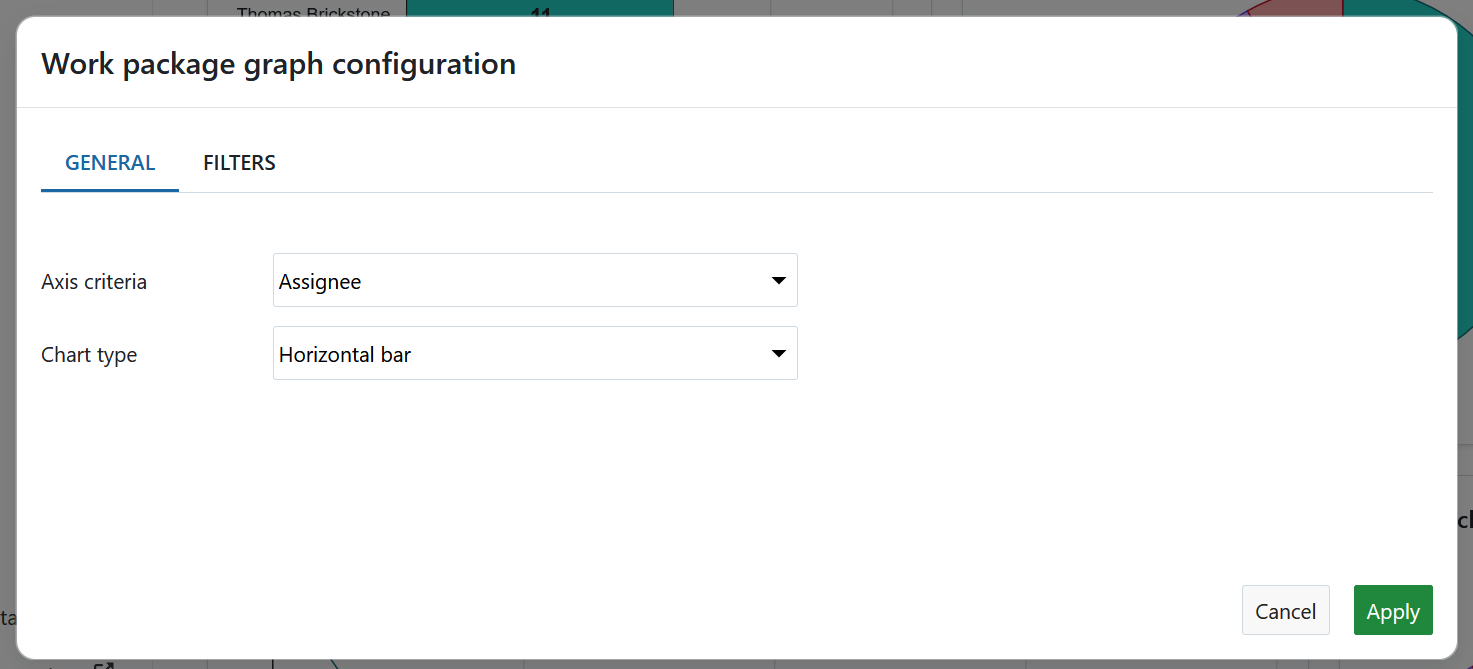 Configure axis criteria for a work packages widget on a project home page in OpenProject