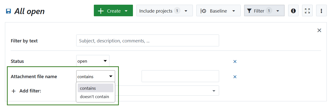 Advanced filter options in OpenProject work package table
