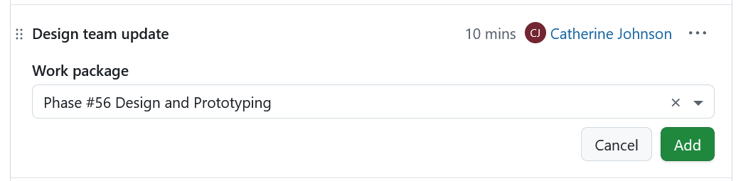 Add an existing work package as a meeting agenda item outcome in OpenProject