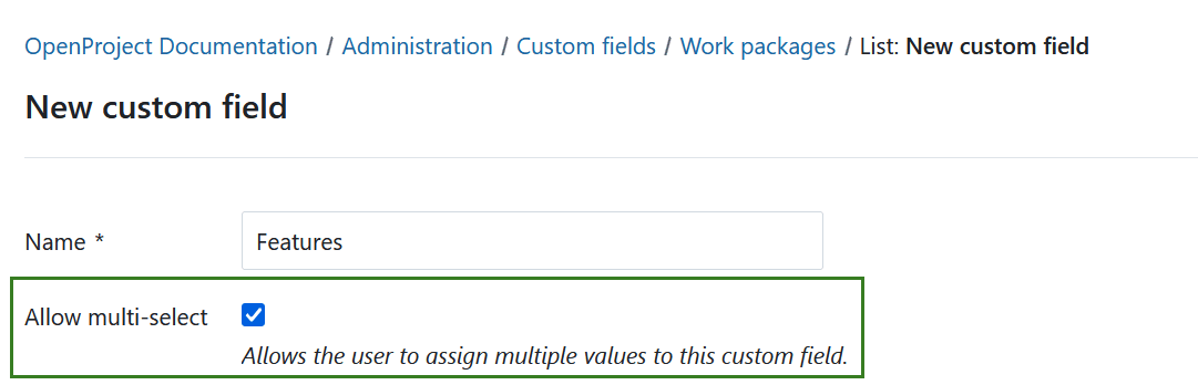 Allow multi-select values for a custom field in OpenProject