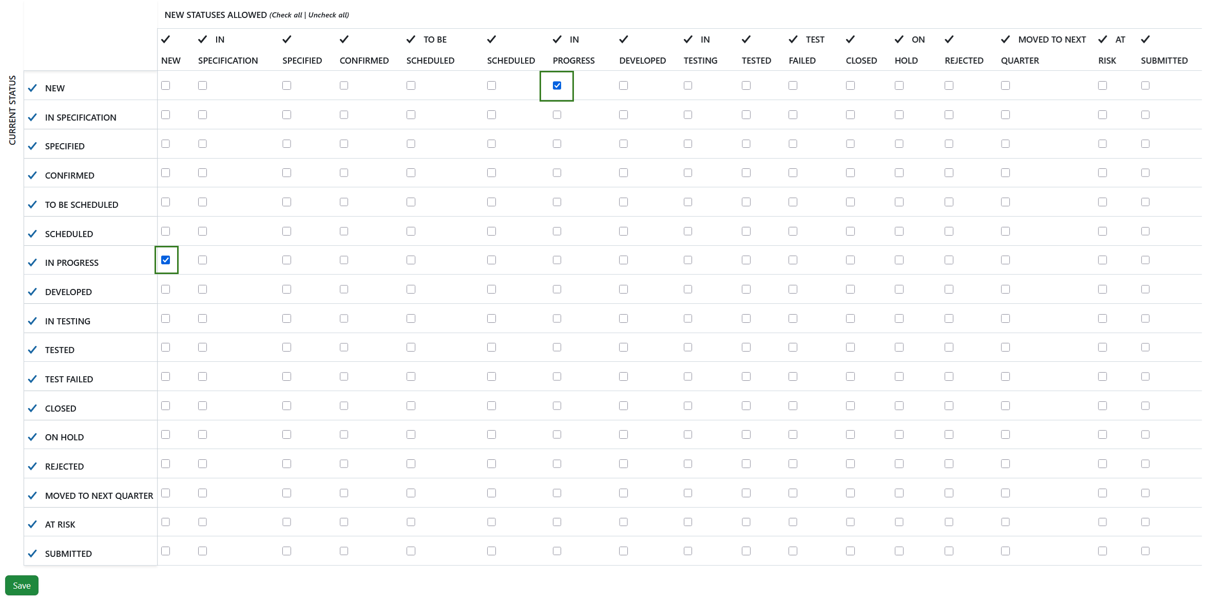 Edit work package workflows in OpenProject administration