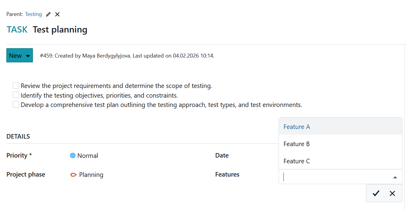 Multi select custom field in a work package