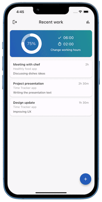 Screenshot of the Time Tracker app